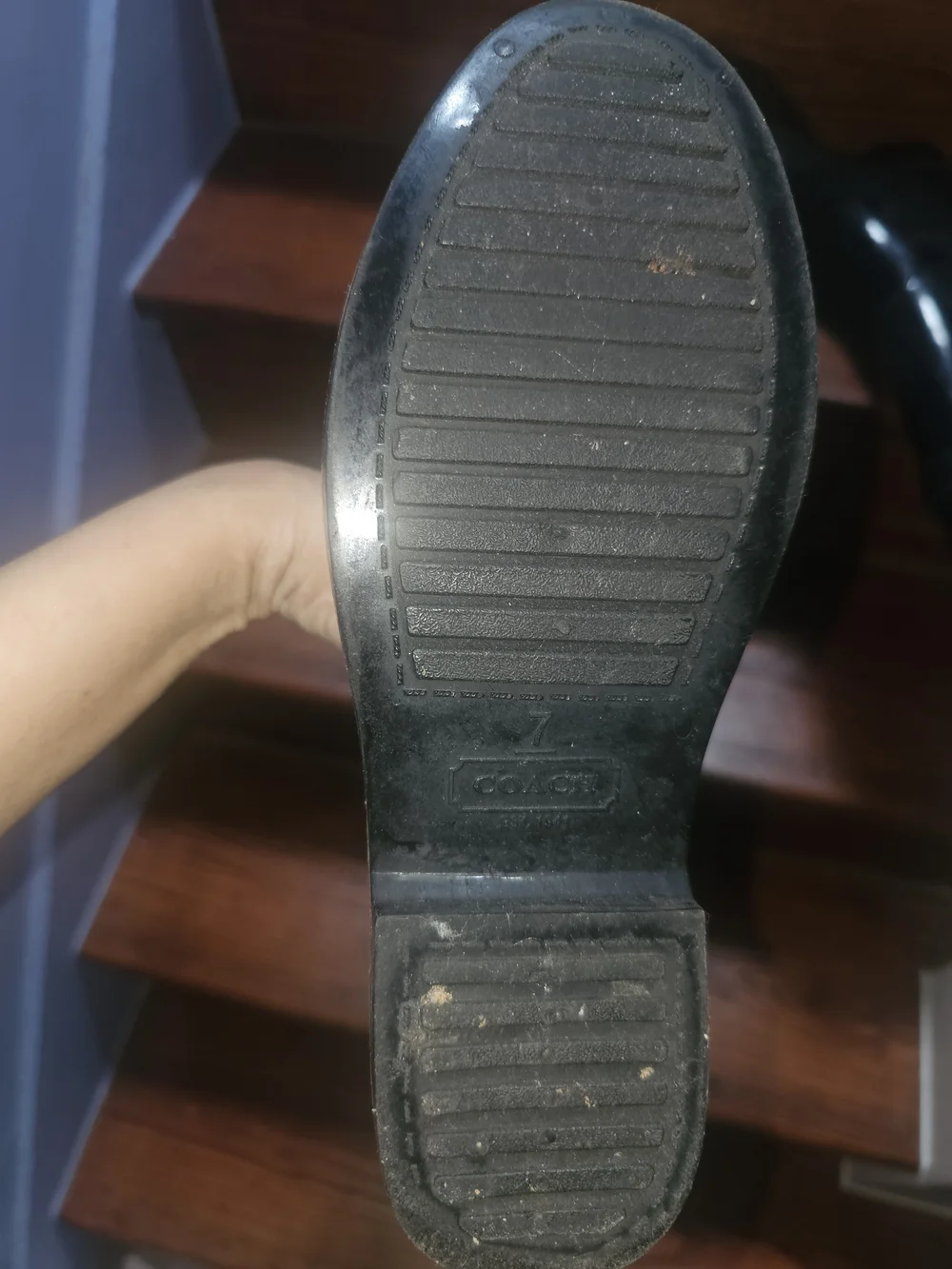 Coach Black Glossy Knee-High Rain Boots